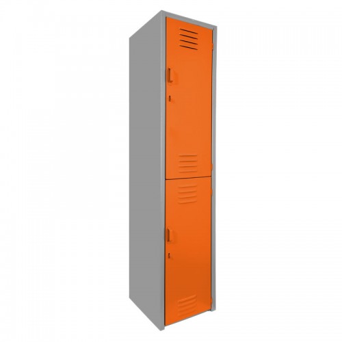 Locker metálico dual grande - 2 puertas naranja